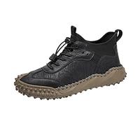 Feizikaw Herren Schuhe Herren Lederschuhe Atmungsaktive Trend Vielseitige Herrenschuhe Handgefertigte Außenhandel High Top Schuhe (Black,43)