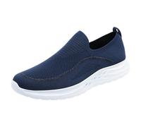 Feizikaw Herren Schuhe Herren-Sportschuhe,modisch,Muster,einfach,einfarbig,leicht,Flacher Boden,Bequeme Slip-on-Freizeitschuhe (Dark Blue,43)