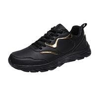 Feizikaw Herren Schuhe Mode Männer Sportschuhe Flache Leichte Schnürung Einfarbig Wasserdicht Komfortables Einfaches Design (Black,43)