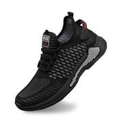 Feizikaw Herren Wanderschuhe Atmungsaktive Mesh-Sneaker für Herren,leichte,lässige Sportschuhe zum Gehen,Laufen im Freien,für den Alltag,Bequeme Slip-On-Schuhe mit Flacher Sohle (Black,40)