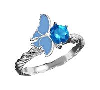 Feizikaw Silberringe S925 Silber Marineblau Ring Mode Exquisite Feiertagsring weiblich geeignet für alle Gelegenheiten (A, One Size)