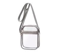 Feizikaw Sporttasche Damen Klein Transparente Tasche Venue Approved Transparente PVC-Brieftasche mit Fronttasche Umhängetasche (Grey, One Size)
