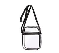 Feizikaw Sporttasche Damen Klein Transparente Tasche Venue Approved Transparente PVC-Brieftasche mit Fronttasche Umhängetasche (Black, One Size)