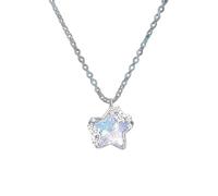 Feizikaw vergoldete Kette Mode-Stern-Mond-Kreuz-Halskette 1PC-Halsketten-, die schillernde Stern-Mond-geformte hängende kleine -Anhänger-Frauen-Schmucksachen schlägt (B, One Size)