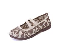 Feizikaw Walkingschuhe Damen Bequeme Slipper zum Hineinschlüpfen, atmungsaktives Mesh-Obermaterial, modische Sommerschuhe, komfortable Flache Loafer für den Alltag (Coffee, 39)