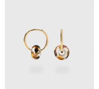 fejn jewelry Creole 'murano huggie" mit buntem Glasanhänger Silber / brown dots