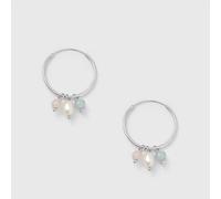 fejn jewelry Creole 'triple gemstone hoop' mit Perlen und Halbedelsteinen Silber / Aquamarine - Rosenqua