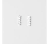 fejn jewelry Ohrstecker 'short sparkle & chain' - kurze Zirkonia Ohrringe Silber