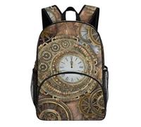 FekiLoot Rusty Steampunk-Uhr, wasserdichter Oxford-Stoff-Rucksack, große Kapazität, lässiger Rucksack mit verstellbaren, gepolsterten Trägern, Mehrzweck-Tagesrucksack für tägliche Pendelaktivitäten im