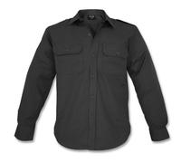 Mil Tec Feldhemd Ripstop - 100% Baumwolle, Brusttaschen & Schulterklappen, Schwarz XXL