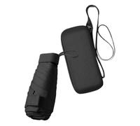 Felenny Mini faltbarer Reise-Regenschirm, kompakt, tragbar, Regen- und Sonnenschirm, winddicht, UV-Regenschirm mit Etui für Damen und Mädchen, Schwarz , 90cm x 52cm