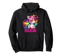 Felicia Personalisierter Name Buntes Einhorn Frauen Mädchen Pullover Hoodie