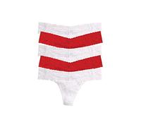 Felina | Signature Stretchy Lace Low Rise Thong 5-Pack | Panty (True Red White, S/M)