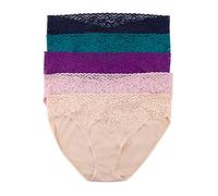Felina Stretchy Lace Trimmed Bikini Underwear - Sexy Underwear for Women, Bikini Panties, Seamless Panties (5-Pack) (Miami, S/M)