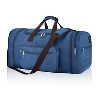 Felipe Varela Erweiterbare Reisetasche für Reisen, Handgepäcktasche für Herren, Reisetasche, Übernachtung, Wochenende, Sporttasche, Handgepäck, Blau, 60L, Modisch