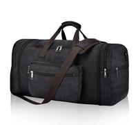 Felipe Varela Erweiterbare Reisetasche für Reisen, Handgepäcktasche für Herren, Reisetasche, Übernachtung, Wochenende, Sporttasche, Handgepäck, Schwarz, 60L, Modisch