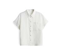 OPUS Damen Kurzarmbluse | Hemdbluse Felisa Regular aus Leinen Milk, 36