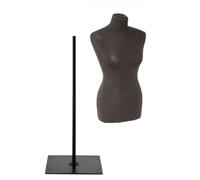 fella4stores Basic Damenbüste Größe EU 36-38 (S-M), vollgeformte Schneiderpuppe, Schaufensterfigur & Mannequin aus PU-Schaum mit Überzug und Metall-Standfuß B3, Kleiderpräsentation, Schwarz