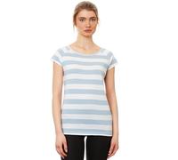 FellHerz Damen T-Shirt Block Striped Light Blue Cap Sleeve aus 100% Bio-Baumwolle Nachhaltig, Fair und Vegan (DE/NL/SE/PL, Alphanumerisch, L, Regular, Regular)