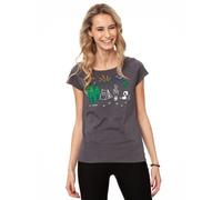 FellHerz Damen T-Shirt Camping Girl bio & fair & vegan Grau L