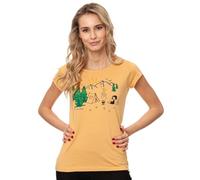 FellHerz Damen T-Shirt Camping Girl Cap Sleeve Clay, Größe XL, Bio, Fair und Vegan