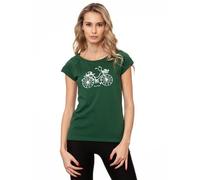 FellHerz Damen T-Shirt Fahrrad-Mädchen Bio & Fair & Vegan Scarab green (Dunkelgrün) M