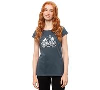 FellHerz Damen T-Shirt Fahrrad-Mädchen Cap Sleeve Thundercloud, Größe S, Grau/Blau, Bio, Fair und Vegan