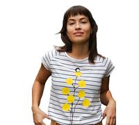 FellHerz Damen T-Shirt Just Relax Striped White Blue aus 100% Biobaumwolle, Fair, Nachhaltig und Vegan (DE/NL/SE/PL, Alphanumerisch, L, Regular, Regular)