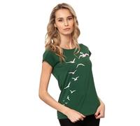 FellHerz Damen T-Shirt Möwenflug scarabgreen bio & fair & vegan L