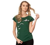 FellHerz Damen T-Shirt Möwenflug Cap Sleeve scarabgreen, Größe S, Bio, Fair und Vegan