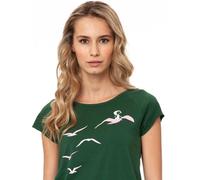 FellHerz Damen T-Shirt Möwenflug scarabgreen bio & fair & vegan L