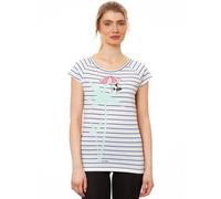 FellHerz Damen T-Shirt Palm Tree striped blue white Bio Fair und Vegan XS