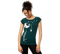 FellHerz Damen T-Shirt Pusteblume Petrol Bio Fair, Grün, XS