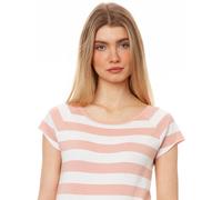 FellHerz Damen T-Shirt Seiltanz block striped white light pink Bio Fair und Vegan XXL