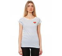 FellHerz Damen T-Shirt Valentine Girl striped blue white Bio Fair und Vegan Gestreift S
