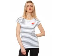 FellHerz Damen T-Shirt Valentine Girl striped blue white Bio Fair und Vegan Gestreift XL