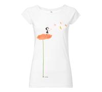 FellHerz Schwalbenzug weiß - XL - süßes Damen T-Shirt aus 100% Bio-Baumwolle Organic Cotton fair nachhaltig alternativ orange Blume Vögel Mädchen Fee