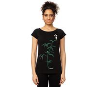 FellHerz Yoga schwarz - S - Damen T-Shirt aus 100% Bio-Baumwolle Organic Cotton fair nachhaltig alternativ Bambus Pflanze Baum Mädchen Fee Sport