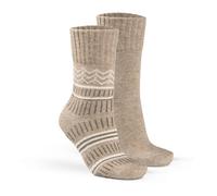 Fellhof Alpaka Hygge Socken 2er Pack gemustert & unifarben Damen Herren beige Größe 39-42