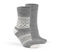 Fellhof Alpaka Hygge Socken 2er Pack gemustert & unifarben Damen Herren grau Größe 39-42