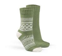 Fellhof Alpaka Hygge Socken 2er Pack gemustert & unifarben Damen Herren grün Größe 35-38
