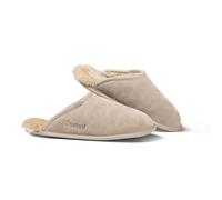 Fellhof Alpaka Pantoffel Trendy Veloursleder Ledersohle, sand, Gr. 42/43