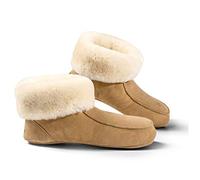 Fellhof handgemachter Hüttenpatschen aus Lammfell Hausschuh Damen Herren Unisex gefüttert Winter-Sommer Hausschuhe Naturprodukt atmungsaktiv (Hellbraun Gr. 40)