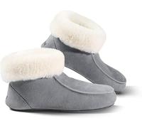 Fellhof handgemachter Hüttenpatschen aus Lammfell Hausschuh Damen Herren Unisex gefüttert Winter-Sommer Hausschuhe Naturprodukt atmungsaktiv (Blue Grey Gr. 39)