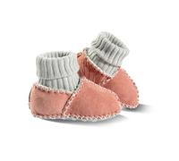 Fellhof Krabbelschuhe & Tuch Blaubaer | Babyschuhe 12-18 Monate | Lederpuschen Baby | Leder Hausschuhe Baby mit ABS Noppensohle, Baumwoll-Strickbund | Lederschuhe Babys für warme Füße