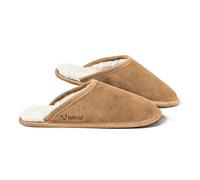 Fellhof Lammfell Hausschuh TRENDY Damen Herren Fell Pantoffeln für Winter & Sommer Hausschuhe aus ECHTEM Lammfell Naturprodukt atmungsaktiv (46/47 Light Brown)
