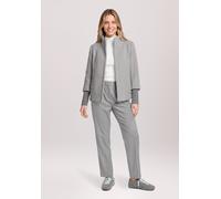 Fellimitatjacke BETTY & CO "Damen mit Rippbündchen", Damen, Gr. 46, grau (grau, weiß), Obermaterial: 60% Polyester, 40% Polyamid. Futter: 100% Polyester, figurumspielend, Jacken (65079126-46) grau, we