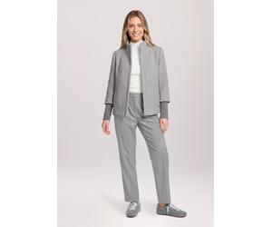 Fellimitatjacke BETTY & CO "Damen mit Rippbündchen", Damen, Gr. 46, grau (grau, weiß), Obermaterial: 60% Polyester, 40% Polyamid. Futter: 100% Polyester, figurumspielend, Jacken (65079126-46) grau, we
