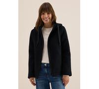 Fellimitatjacke CECIL, Damen, Gr. L (42), blau (schwarz navy blau), Stoff, Obermaterial: 100% Polyester; Futter: 100% Polyester, unifarben, normal normal, ohne Ausschnitt, abgesteppt, Jacken, mit Kapu