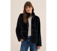 Fellimitatjacke CECIL, Damen, Gr. XL (44), blau (schwarz navy blau), Stoff, Obermaterial: 100% Polyester; Futter: 100% Polyester, unifarben, normal normal, hoch geschlossener Ausschnitt, abgesteppt, J